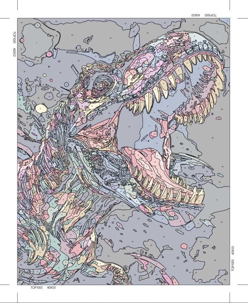 Malování podle čísel Barevný T-Rex