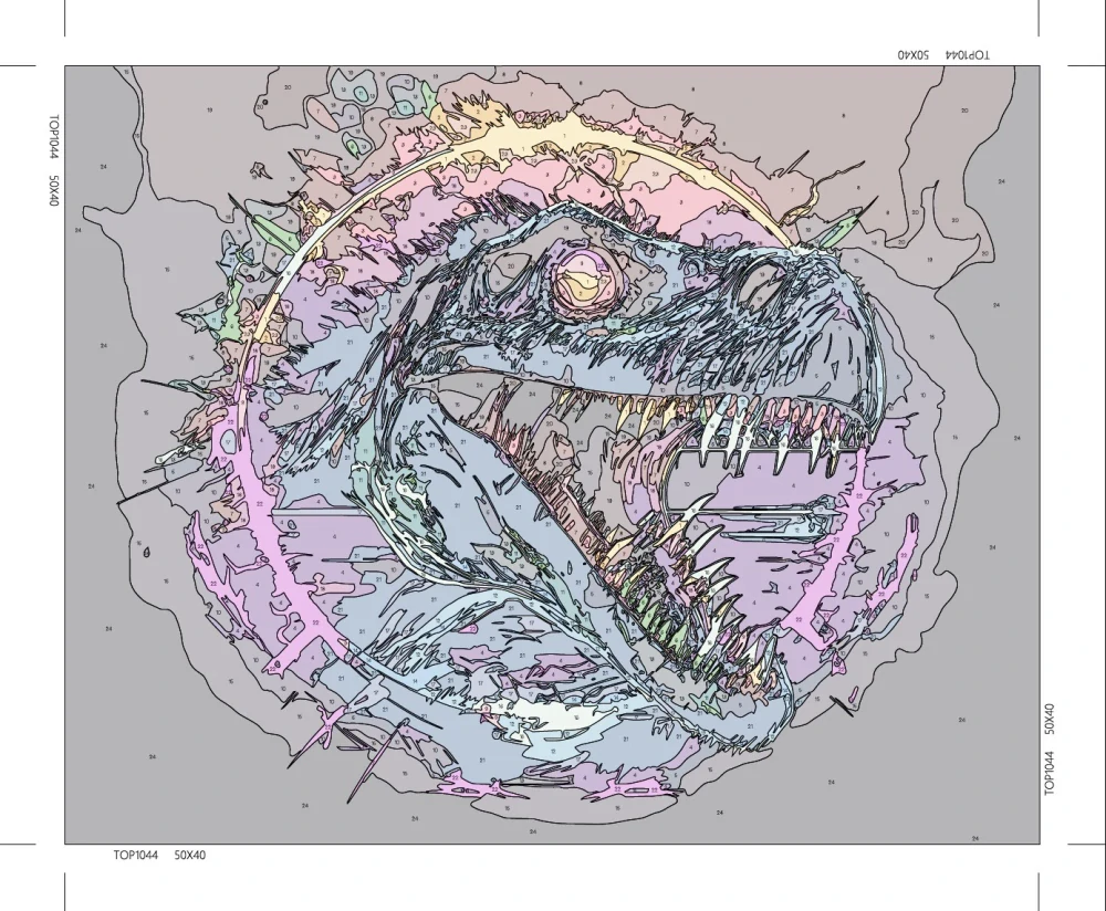 Malování podle čísel Tyranosaurus v ohnivém kruhu